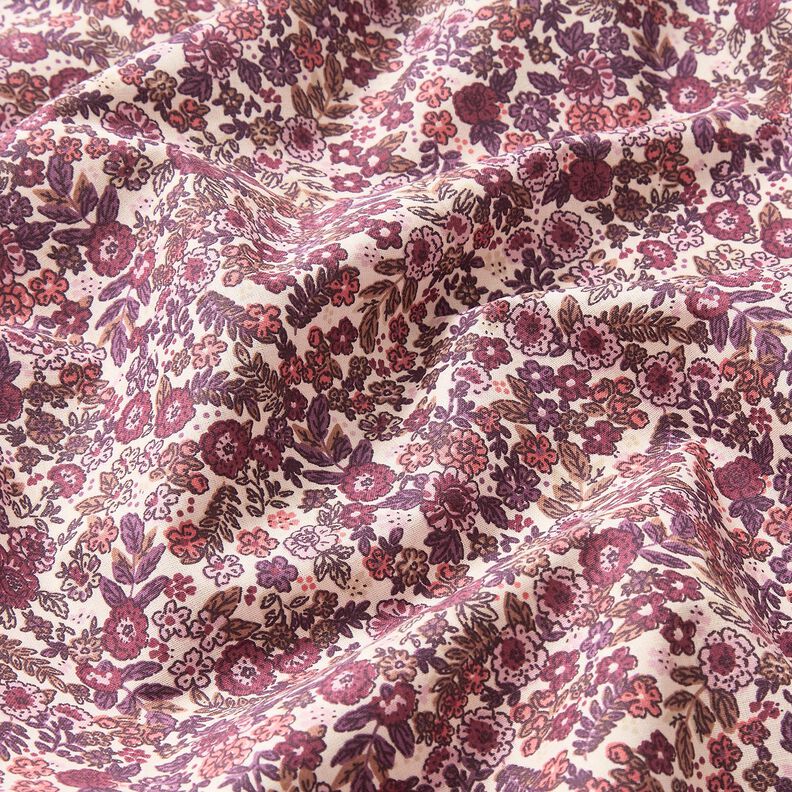 Tecido de algodão Cretone Flores espalhadas – creme/uva,  image number 2