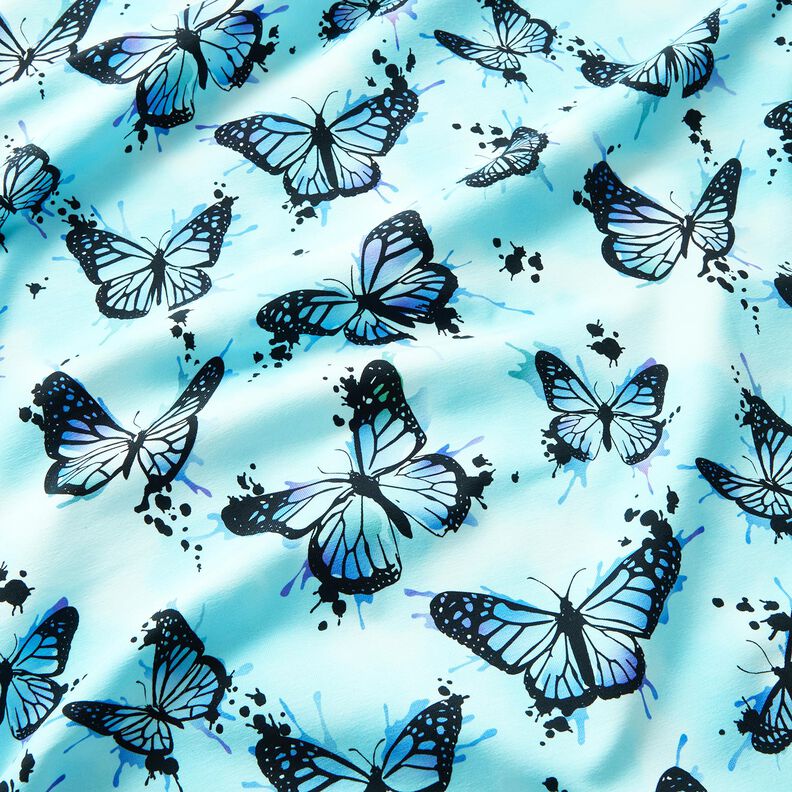 Jersey de algodão Butterfly Splashes | Glitzerpüppi – azul-gelo,  image number 1