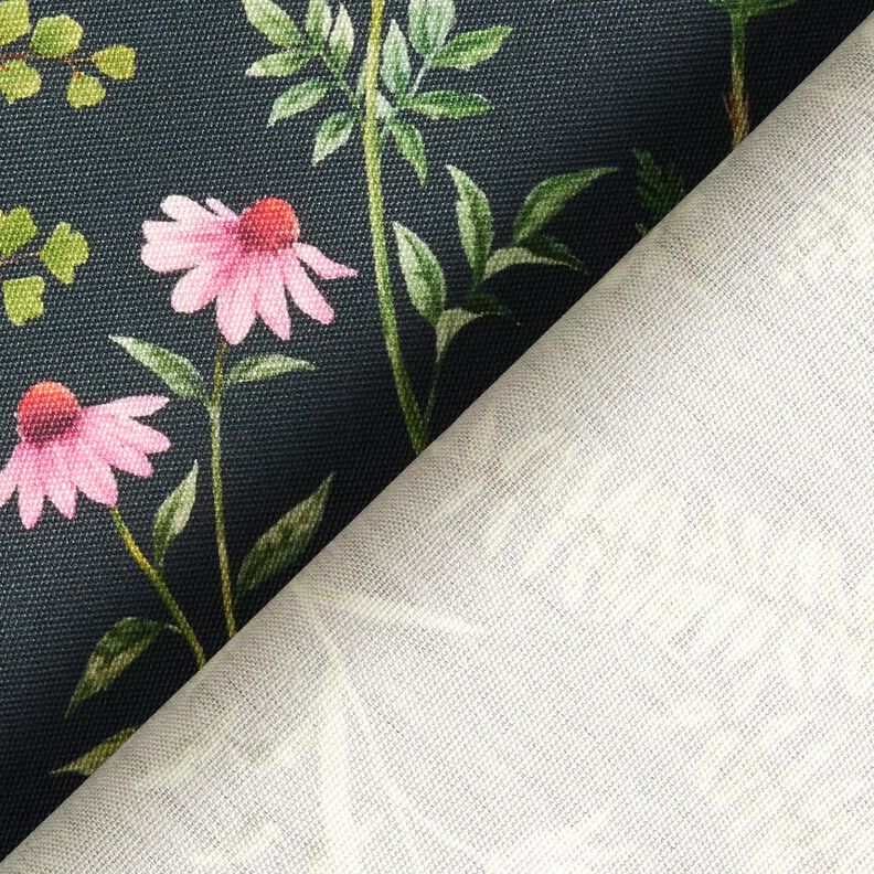 Tecido para exteriores Lona Folhas e Flores – verde escuro/púrpura média,  image number 4