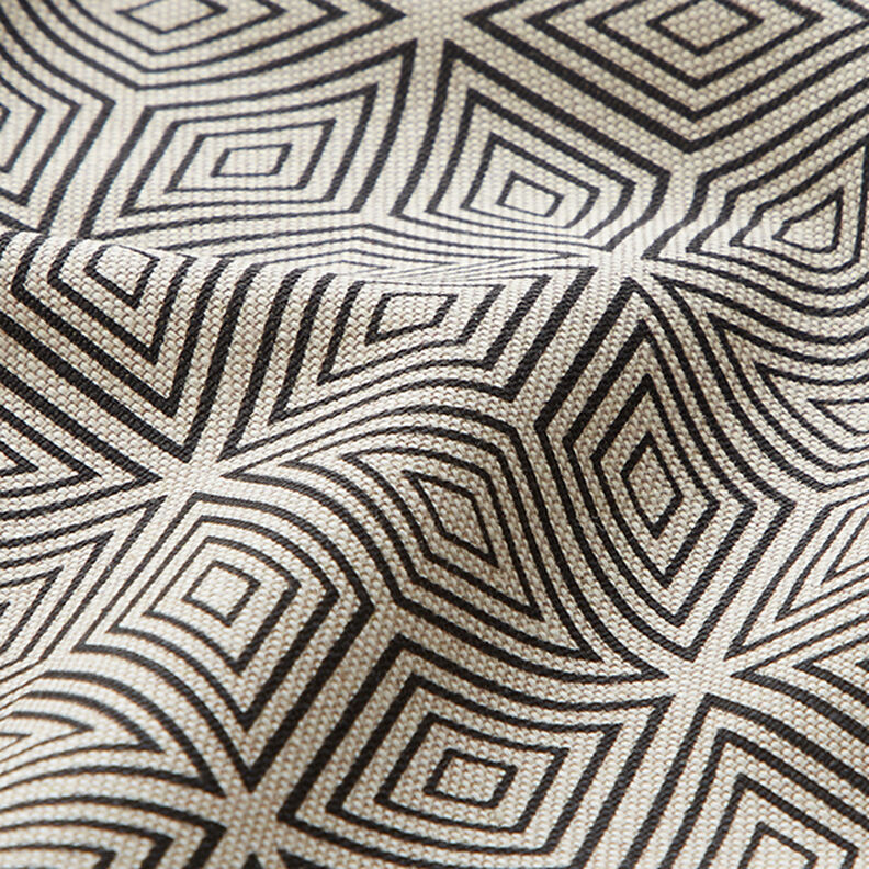 Tecido para decoração meio linho panamá Cubos 3D – preto/natural,  image number 2