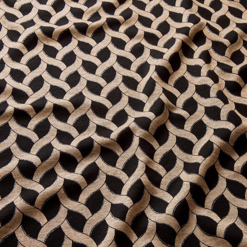 Jersey de viscose Padrão entrançado brilhante – preto/damasco,  image number 2