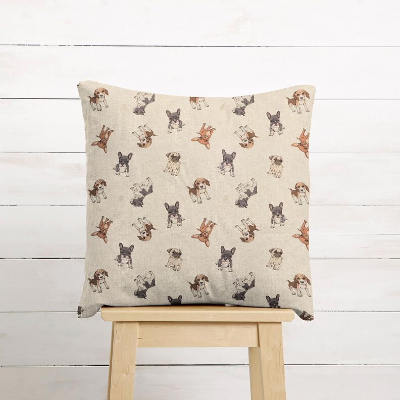 Tecido para decora&ccedil;&atilde;o Meio linho Panam&aacute; Filhotes &ndash; natural/cinzento,  image number 6