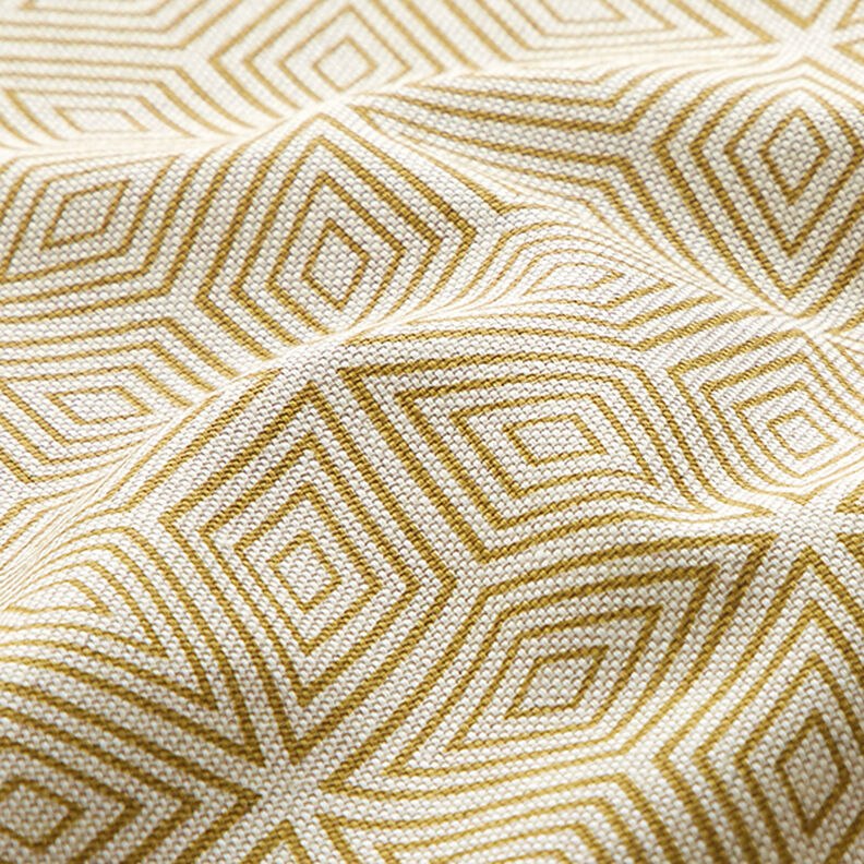 Tecido para decoração meio linho panamá Cubos 3D – amarelo-caril/natural,  image number 2