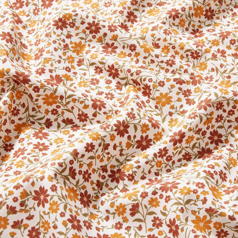 Popelina de algodão Flores de outono – branco/bordeaux,  image number 2