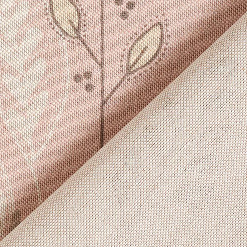 Tecido para decoração Meio linho Panamá Ramos delicados – rosa-velho claro/natural,  image number 4