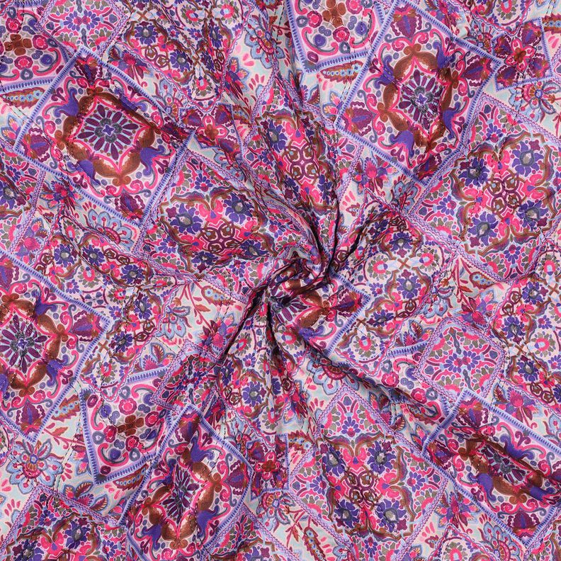 Tecido acolchoado Dupla face Losangos | Poppy Fabrics – azul violeta/castanho,  image number 3