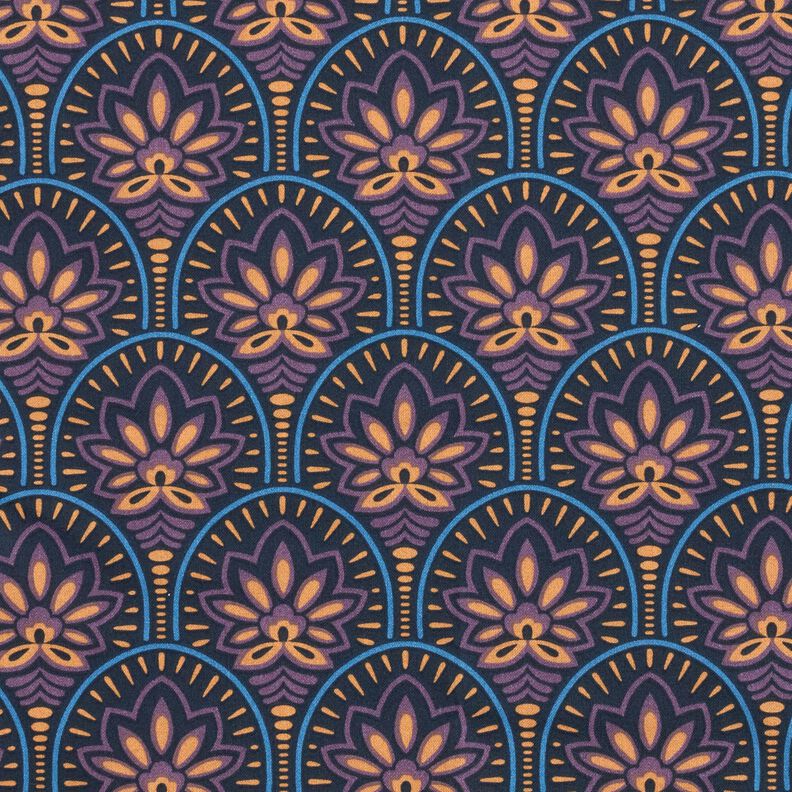 Algodão revestido Leques abstratos – azul-noite,  image number 1