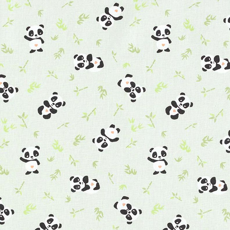 Tecido de algodão Cretone panda fofinho – verde,  image number 1