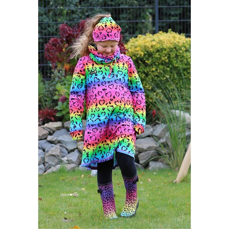 Jersey de algodão Leo Hearts Rainbow | Glitzerpüppi – preto/mistura de cores,  image number 3