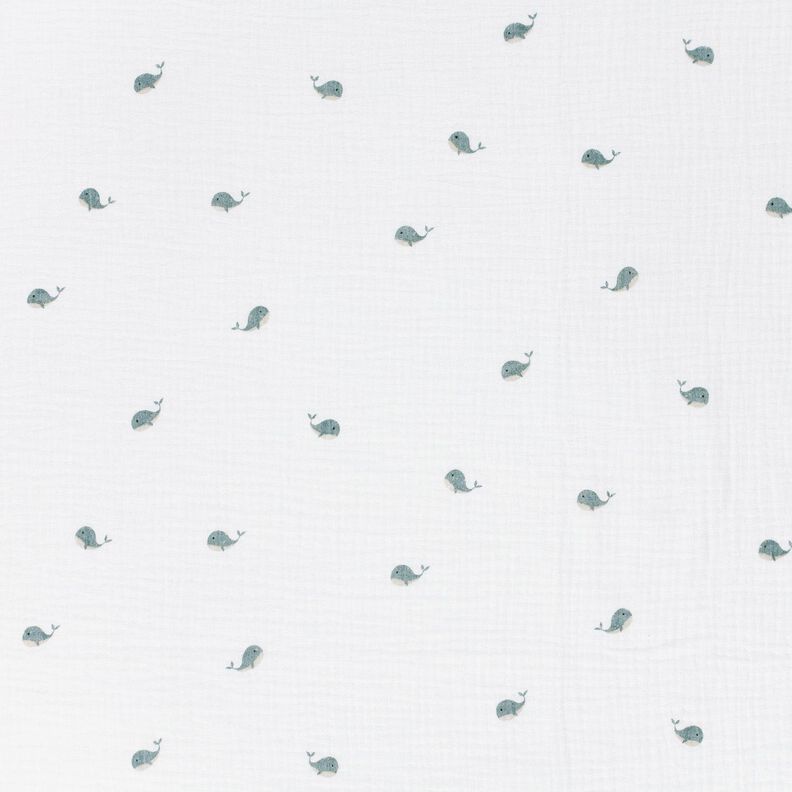 Musselina/ Tecido plissado duplo Pequenas baleias – marfim/cinza claro,  image number 1