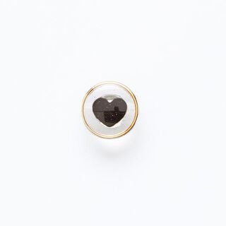 Botão com pé Coração com rebordo dourado [ Ø 11 mm ] – preto/dourado, 