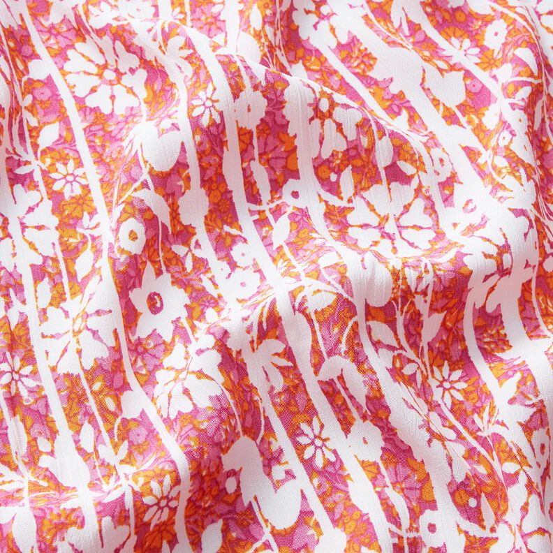 Crepe viscose Flores e galhos – laranja/pink,  image number 2