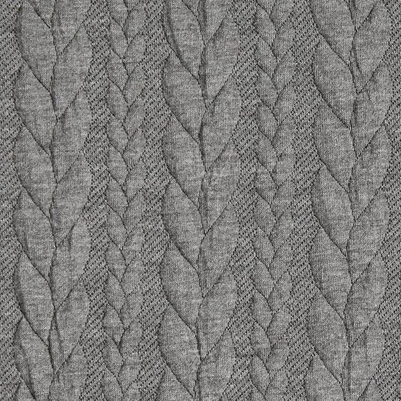 Jersey Jacquard Cloqué Padrão entrançado – cinzento claro,  image number 1