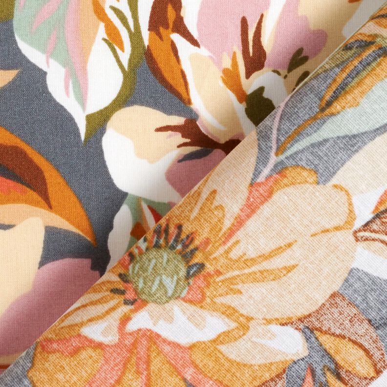 Algod&atilde;o revestido Flores elegantes &ndash; cinza ard&oacute;sia/ros&eacute;,  image number 4