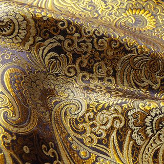 Jacquard para vestuário Paisley metálico – dourado/preto, 