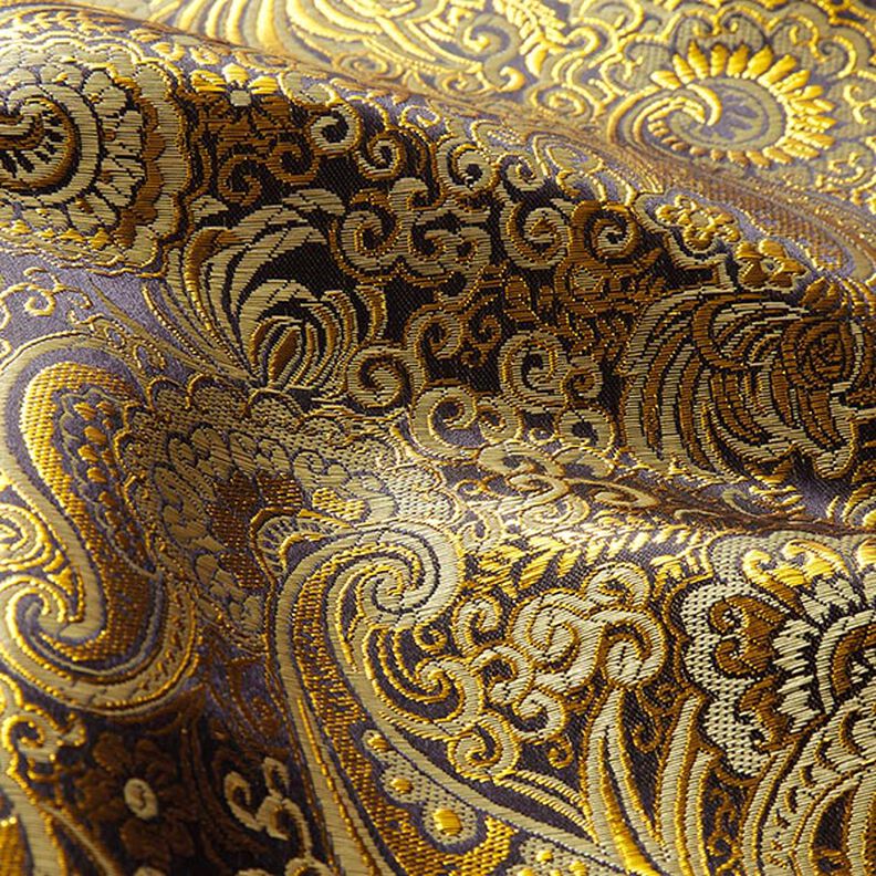 Jacquard para vestuário Paisley metálico – dourado/preto,  image number 2