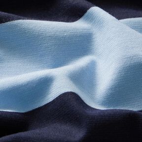 Jersey de algodão Riscas grossas – azul claro/azul-marinho | Retalho 60cm, 