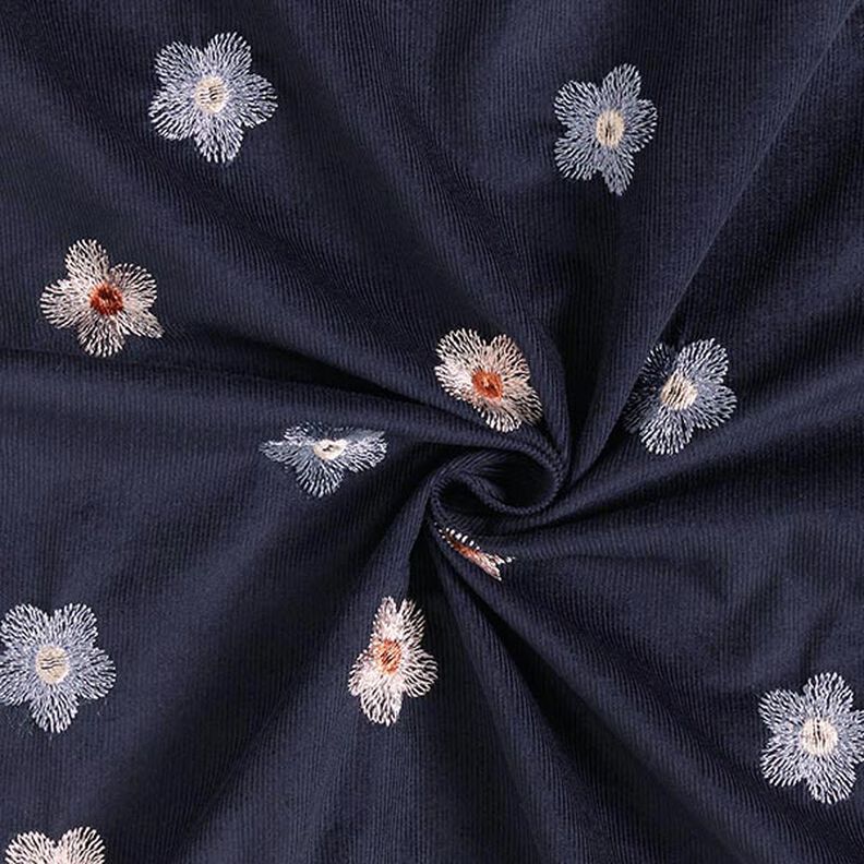 Bombazine para bebé Flores bordadas – azul-noite,  image number 3