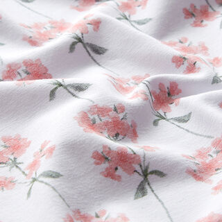 Jersey de algodão Ramos com flores – branco/rosa | Retalho 90cm, 