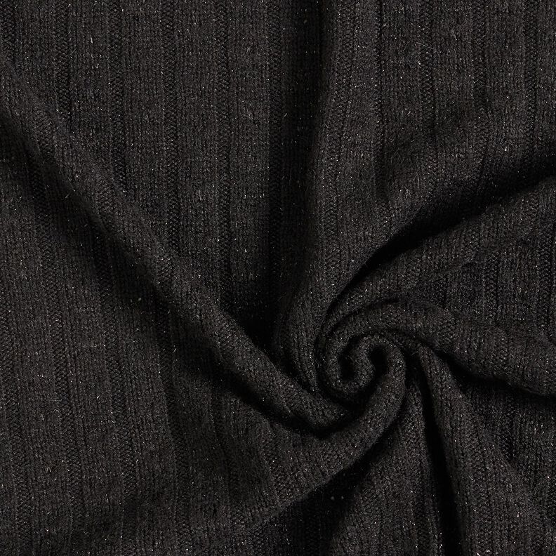 Tecido de malha Ajour Riscas brilhantes requintadas – preto,  image number 3