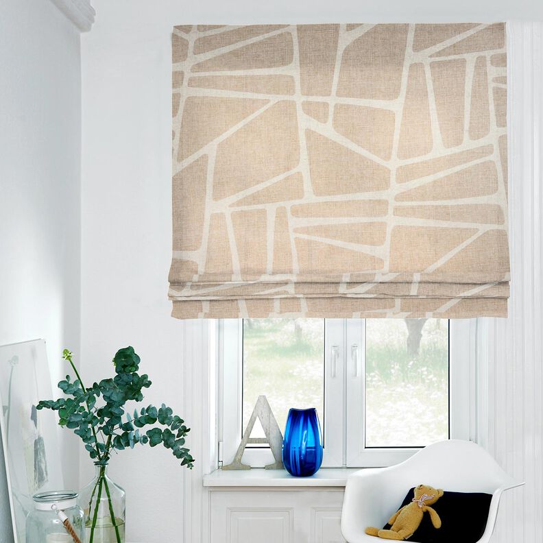 Tecido para cortinados Mix de linho Formas  – castanho/natural,  image number 6