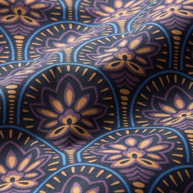 Algodão revestido Leques abstratos – azul-noite,  image number 3