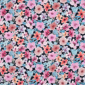 Popelina de algodão Flores | Poppy Fabrics – preto azulado, 