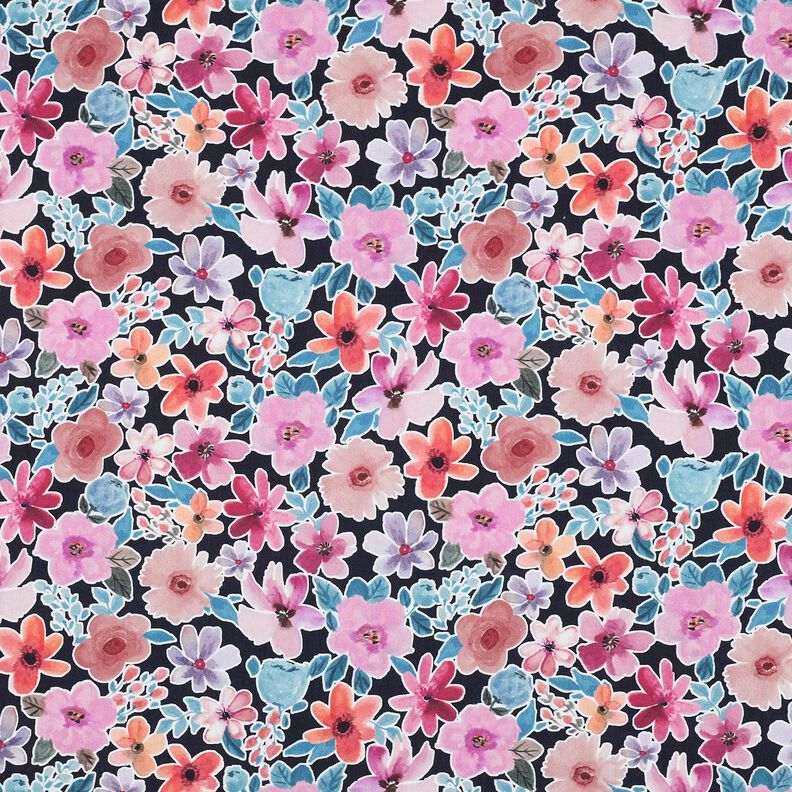 Popelina de algodão Flores | Poppy Fabrics – preto azulado,  image number 1