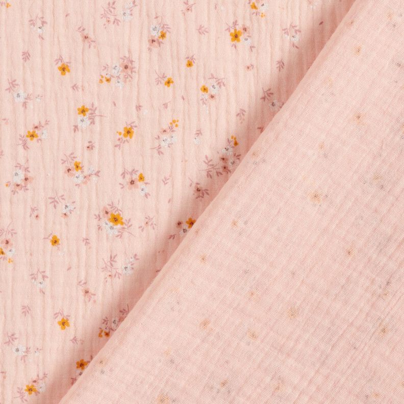 Musselina/ Tecido plissado duplo Flores românticas – rosé,  image number 4