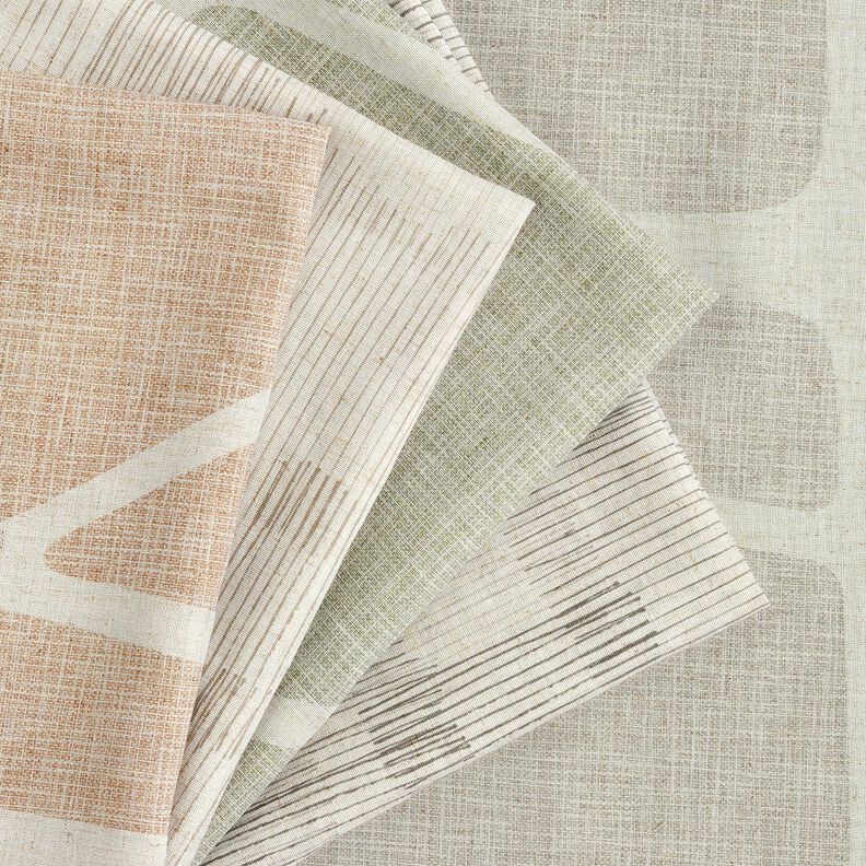 Tecido para cortinados Mix de linho Formas  – taupe claro/natural,  image number 5