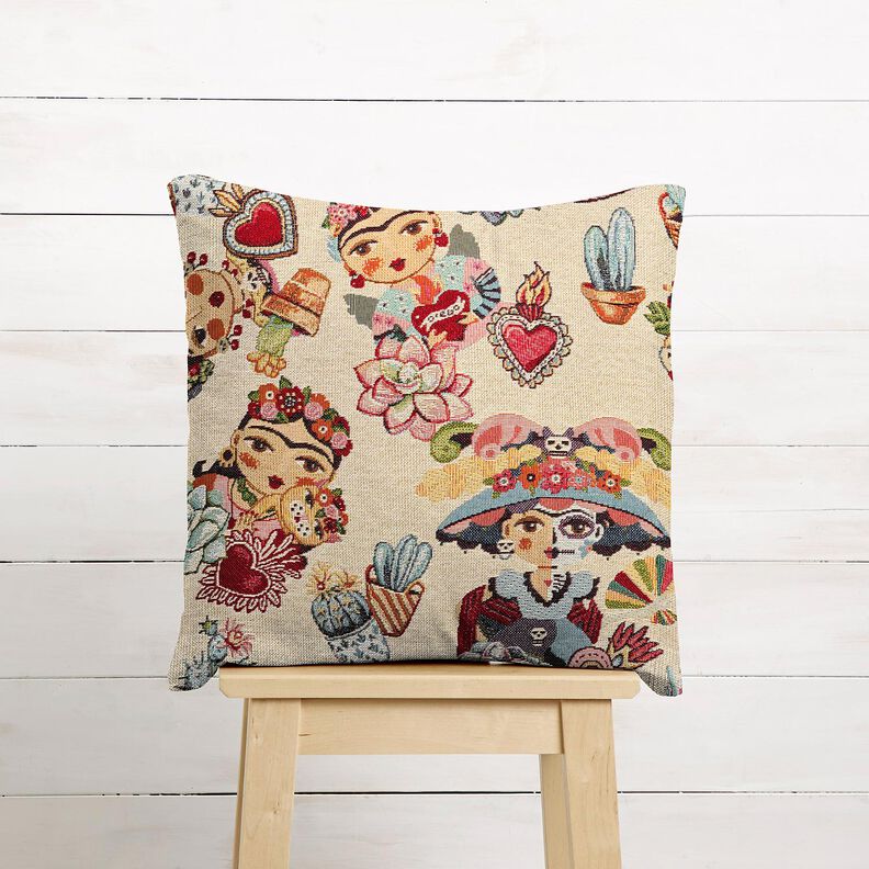 Tecido para decora&ccedil;&atilde;o Gobelina Mulheres artistas &ndash; bege claro/vermelho,  image number 6