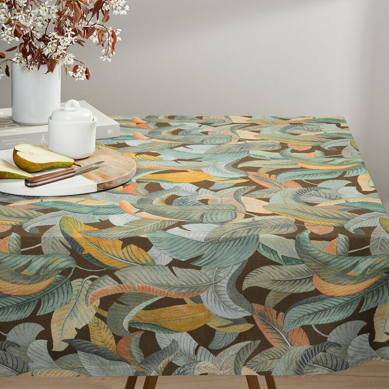 Tecido para decoração Meio linho Panamá Folhas de bananeira – cobre/caqui,  image number 7