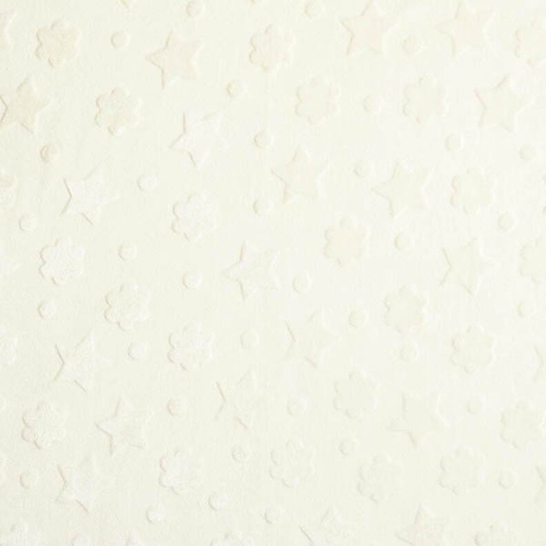 Tecido polar fofinho Estrelas e flores – branco sujo,  image number 1