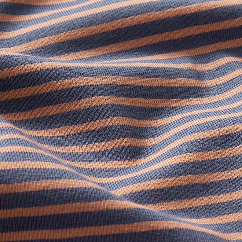 Jersey de algodão Riscas estreitas – cobre/azul ganga,  image number 2