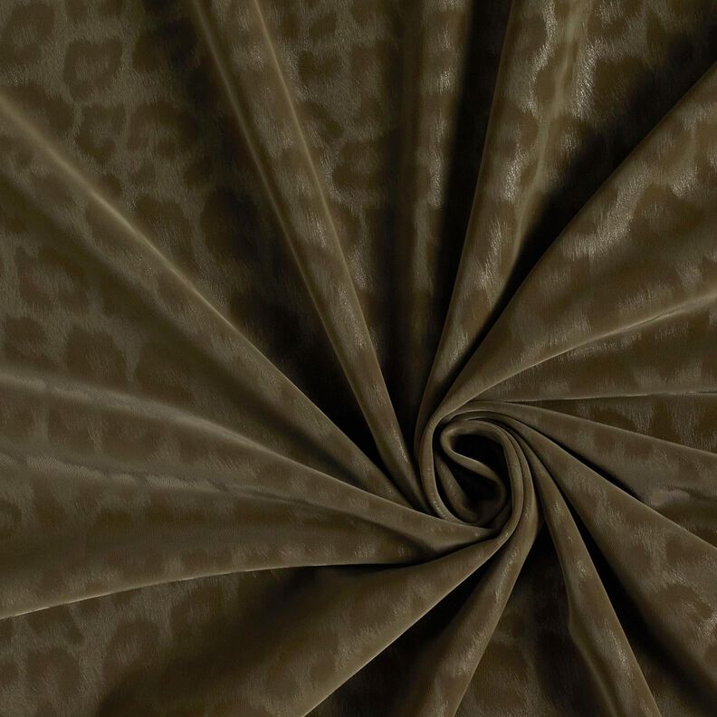 Tecido para calças revestido e cardado Estampado Leo – caqui,  image number 3