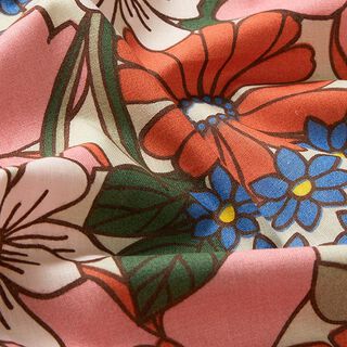 Tecido de algodão Cretone Flores Pop Art – pistáchio/rosa embaçado, 