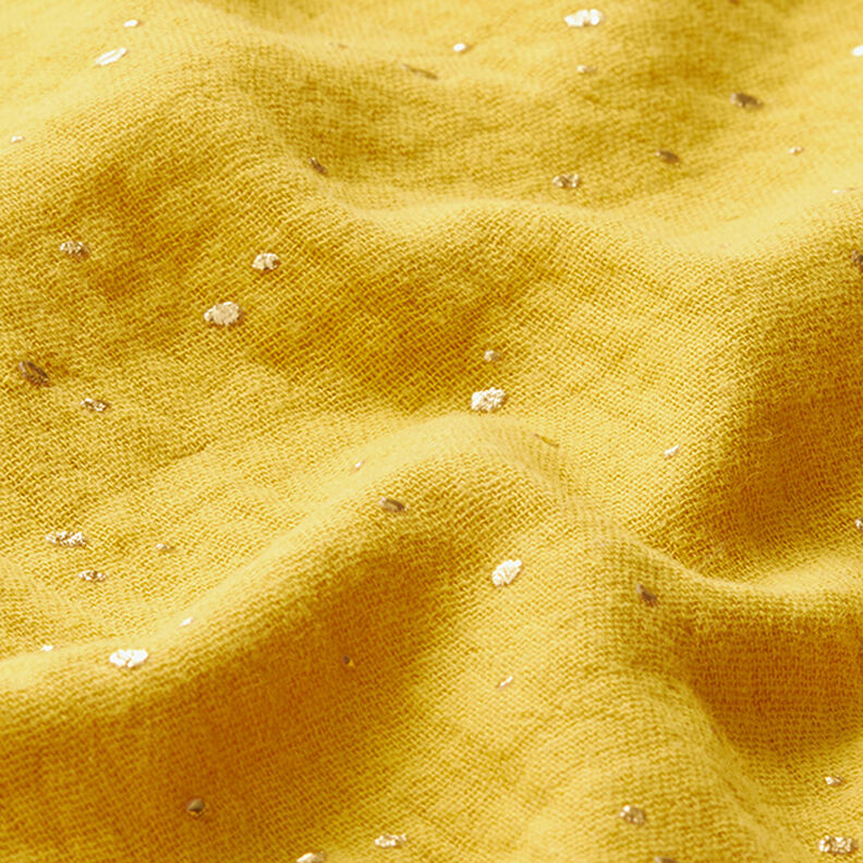 Algodão Musselina Sarapintas douradas espalhadas – amarelo-caril/dourado,  image number 2