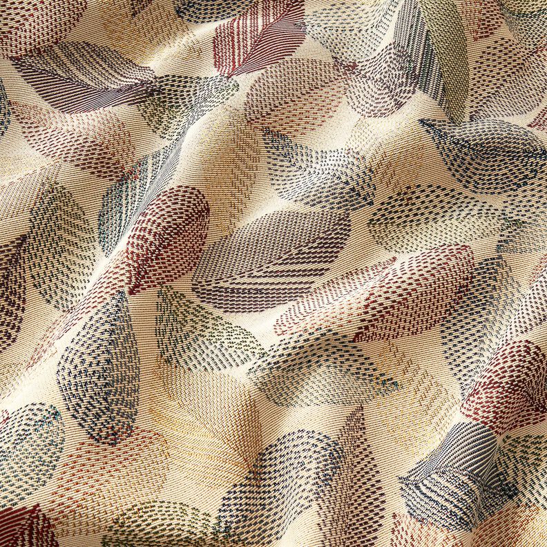 Tecido para decoração Gobelina esboços de folhas – bege claro/verde,  image number 2