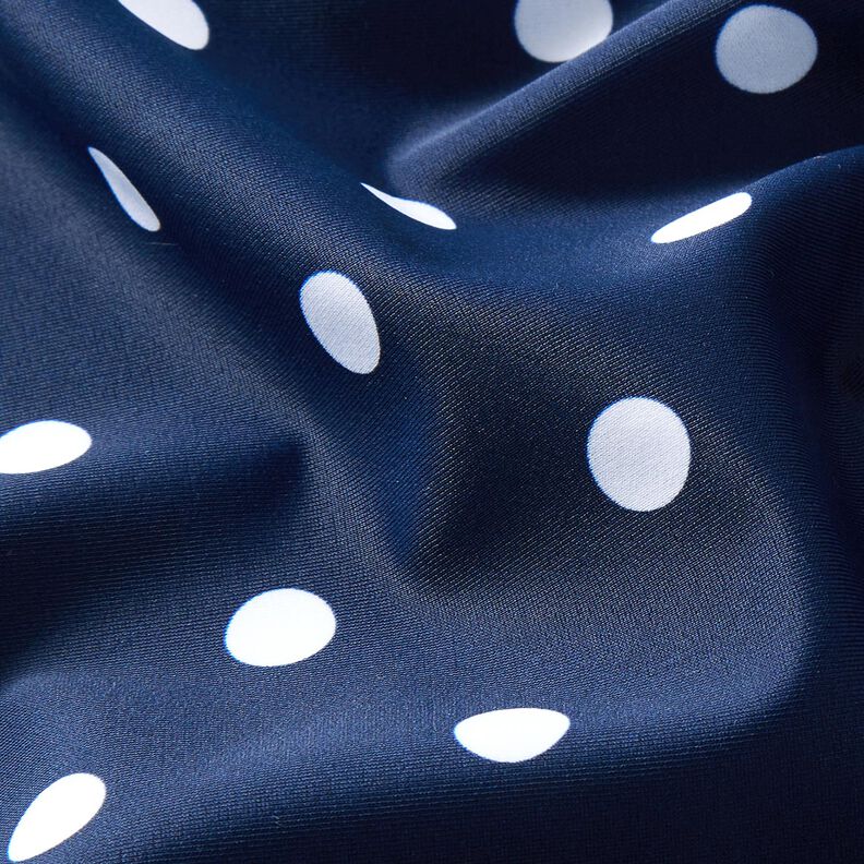 Tecido para fatos de banho Polkadots – azul-marinho/branco,  image number 2