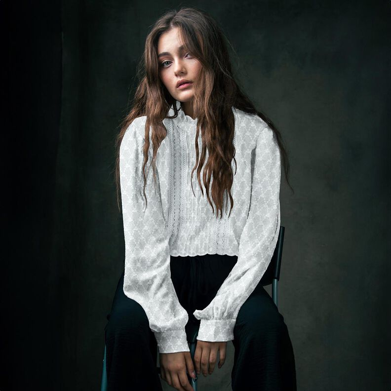 Tecido de algodão Bordado inglês Losangos florais | Poppy Fabrics – branco,  image number 6