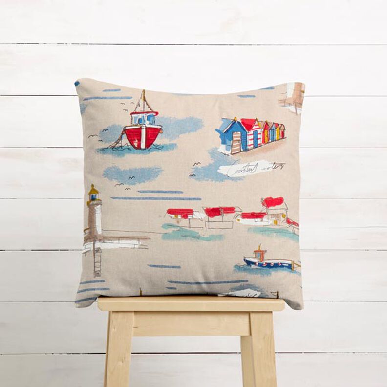 Tecido para decora&ccedil;&atilde;o Meio linho Panam&aacute; Barcos &ndash; azul/vermelho,  image number 7