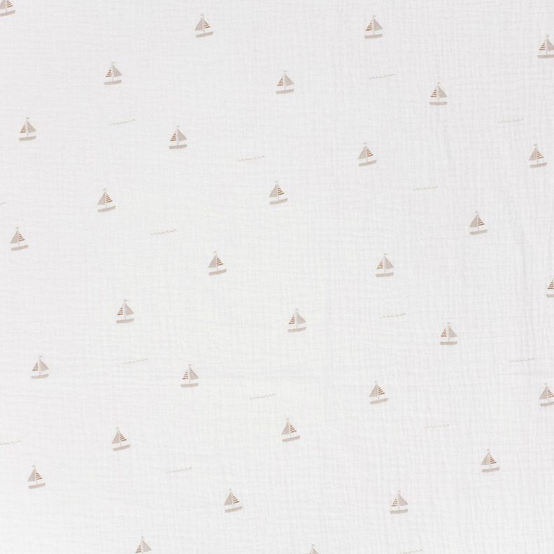 Musselina/ Tecido plissado duplo Barcos &agrave; vela &ndash; branco sujo/natural,  image number 1