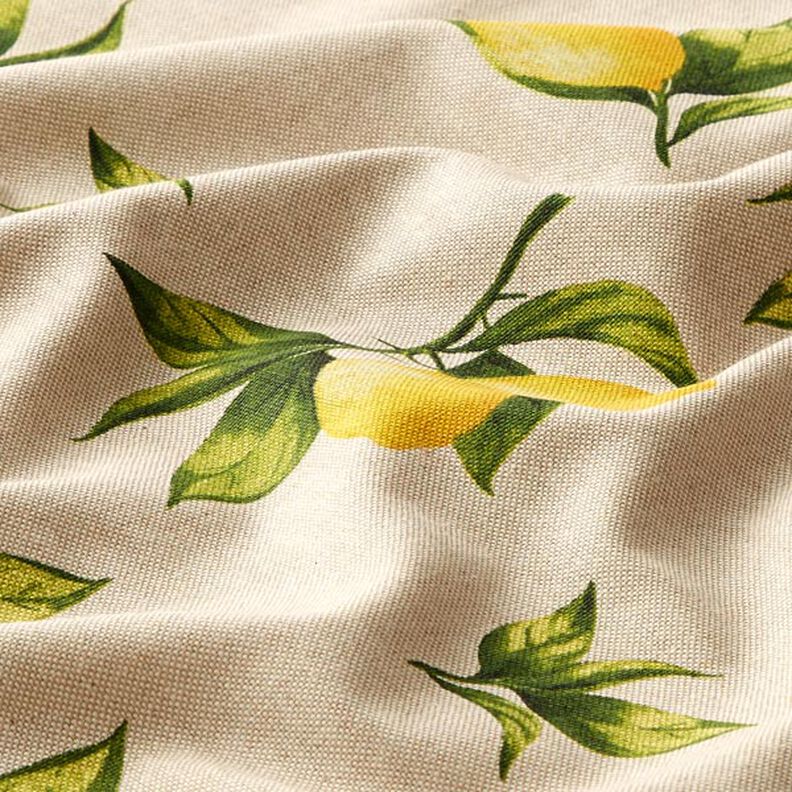 Tecido para decoração Meio linho Panamá Limões – natural,  image number 2