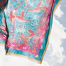 Moda de praia Pareo com painel Pavões e flores – azul marinho/rosa intenso,  thumbnail number 2