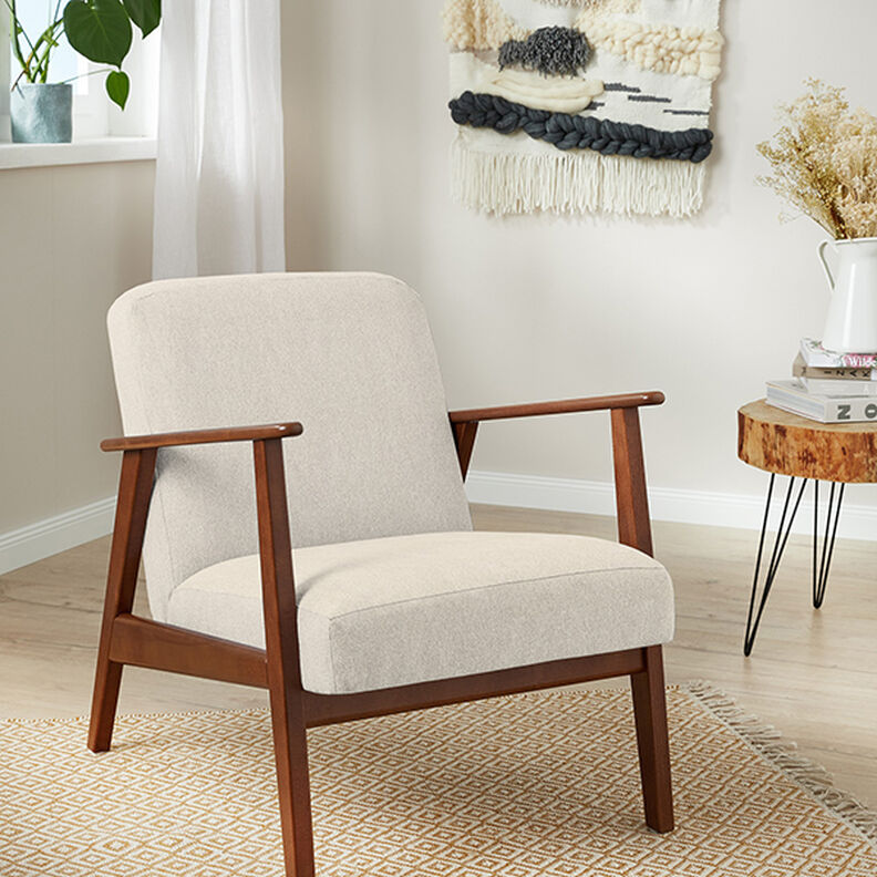 Tecido para estofos Bouclé fino – creme,  image number 5