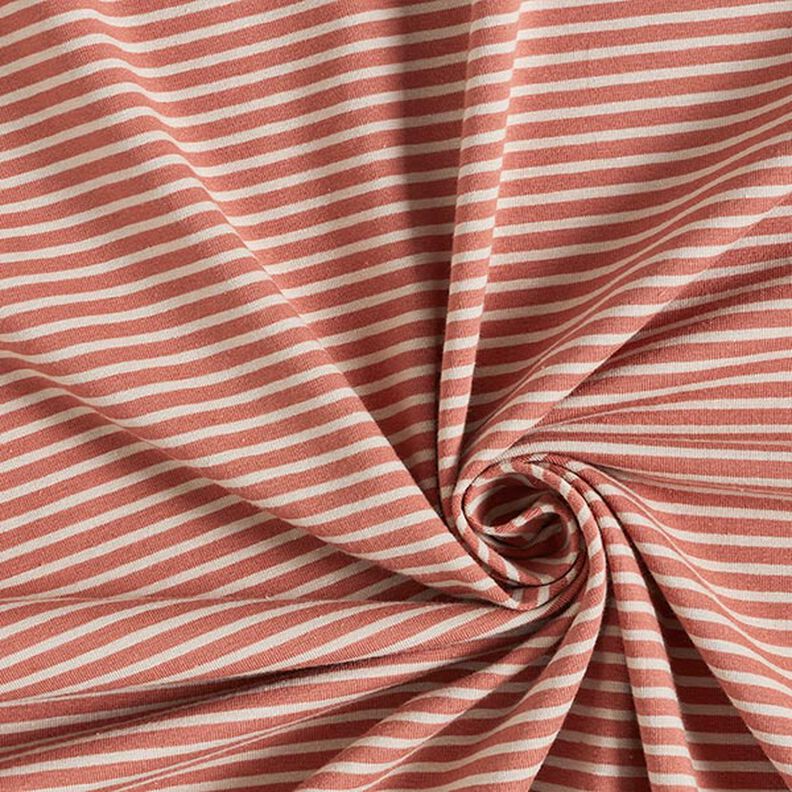 Jersey de algodão Riscas estreitas – anémona/terracota,  image number 3