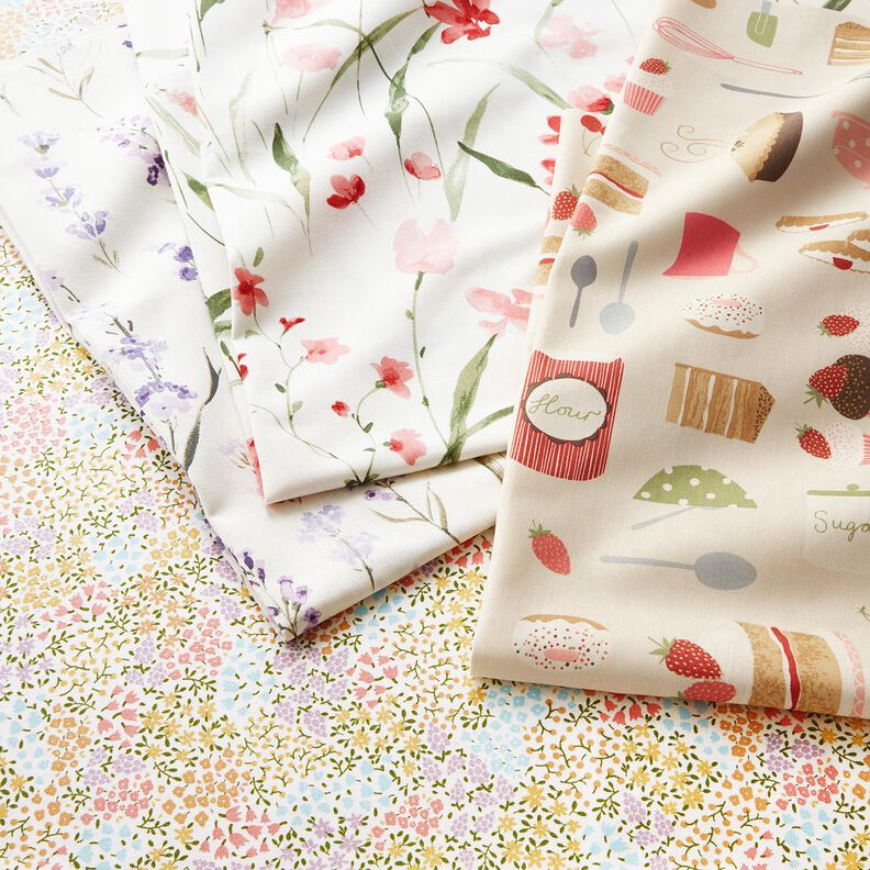 Tecido para decora&ccedil;&atilde;o Meio linho Panam&aacute; Fr&eacute;sias &ndash; marfim/rosa-claro,  image number 5