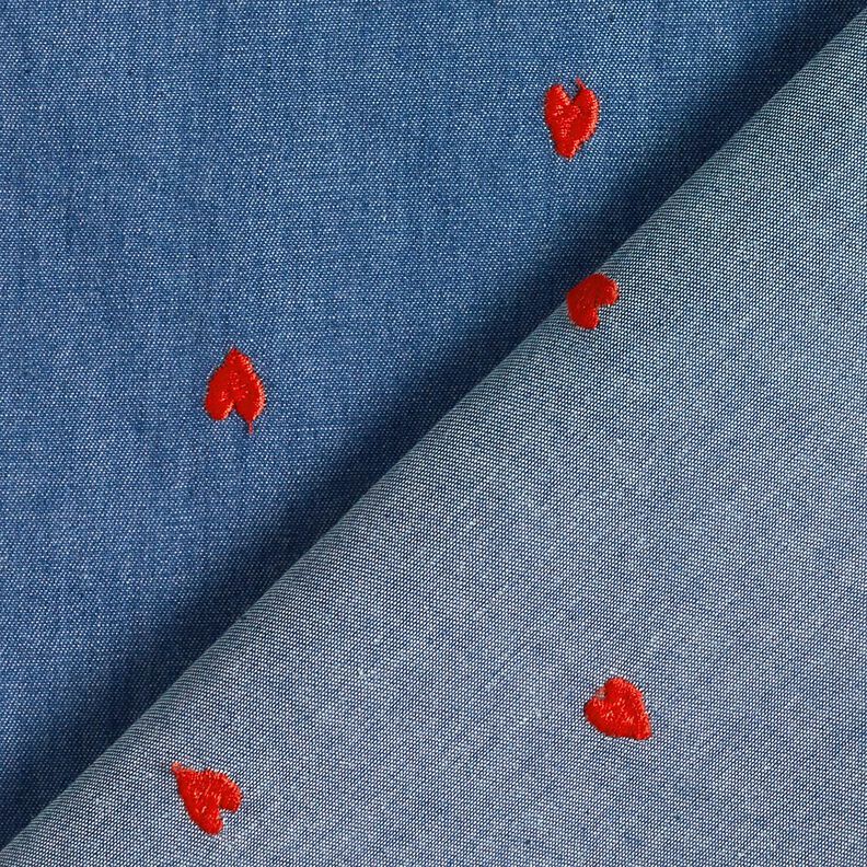 Chambray Corações bordados – azul ganga/vermelho-fogo,  image number 4