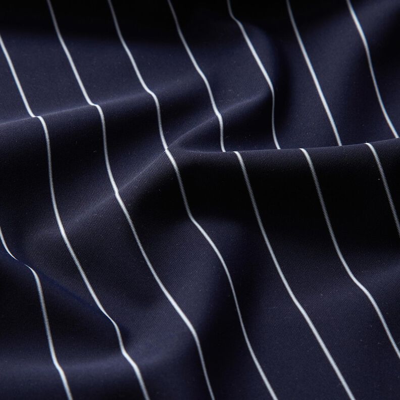Tecido para calças Stretch Riscas de giz – azul-noite/branco,  image number 2