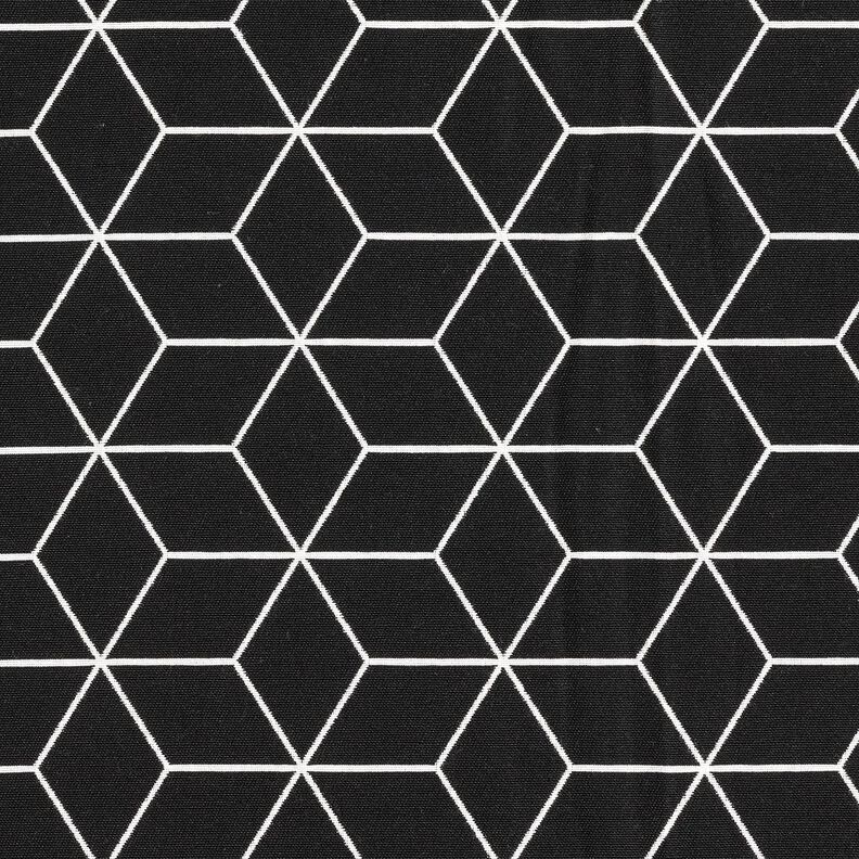 Tecido para decoração Jacquard Cubos modernos – preto/marfim,  image number 1